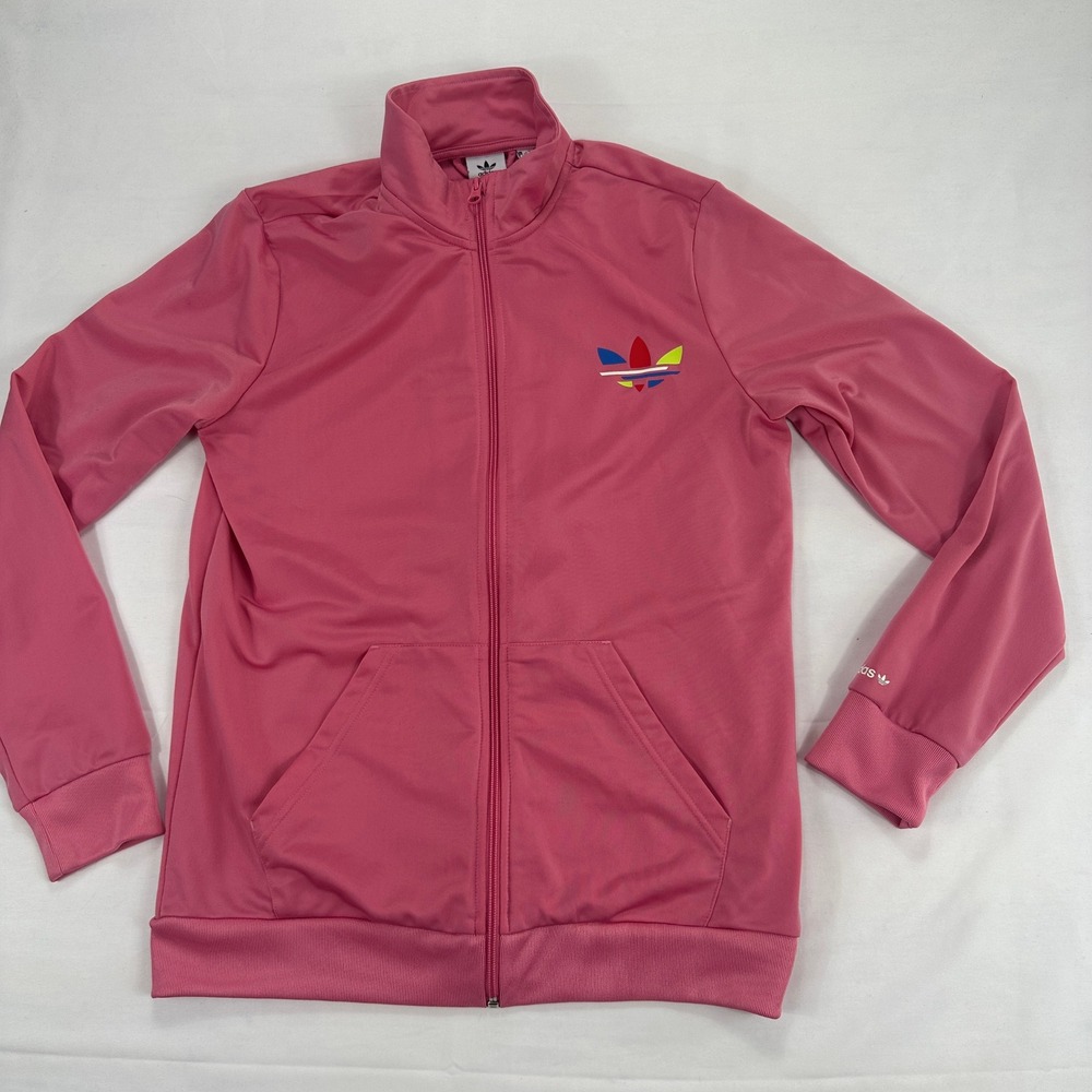 Adidas Primeblue Pink Track Jacket Youth XL Full‎ Zip Trefoil Logo Parley Ocean